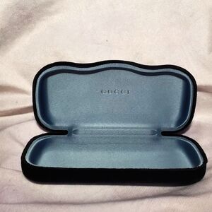 Gucci Eye Glass Case In Powder Blue And Velvet Black